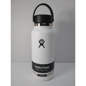 Hydro Flask Water Bottle 32 Oz White Insulated Stainless Steel Wide Mouth New